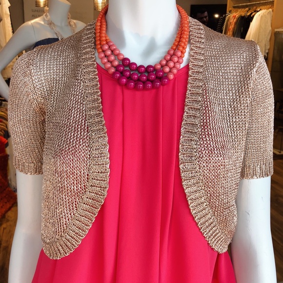 Cardi Shrug Metallic Rose Gold Color 